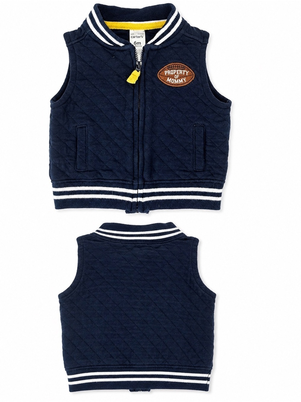 Carter’s Baby Quilted Vest – “Property of Mommy” – Navy Blue – Size 6M